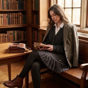 Slazenger Dark Academia Skort Womens Small Gray Pleated Y2K Revival Skirt Pocket